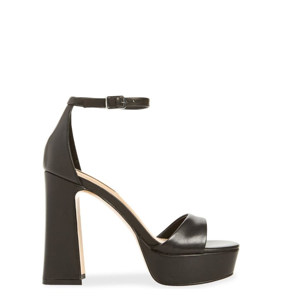 Bashwood Handmade Black Block Heeled Sandals for Womens